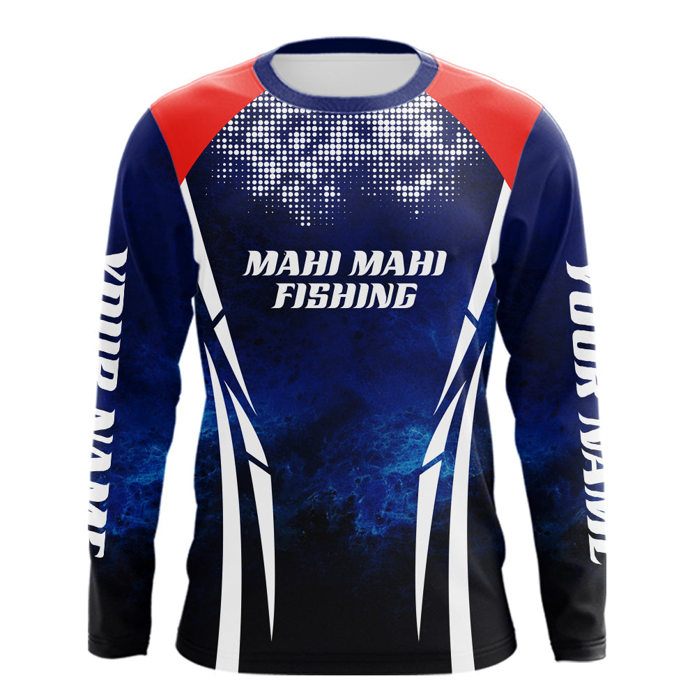 Personalized Mahi Mahi Long Sleeve Fishing Shirts UV Protection, Saltwater Fishing Shirts NBT373