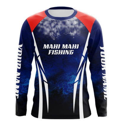 Personalized Mahi Mahi Long Sleeve Fishing Shirts UV Protection, Saltwater Fishing Shirts NBT373