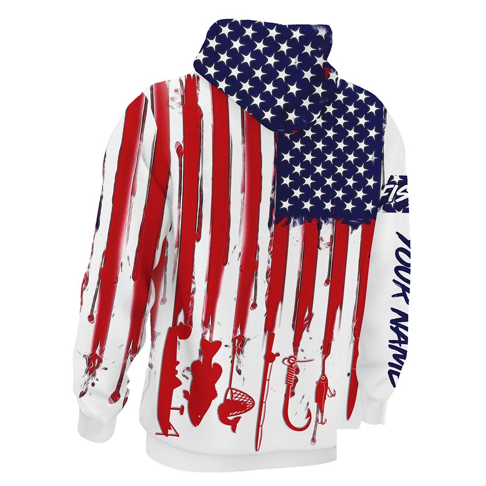 American Flag Fishing Hoodie Fishing Jersey For Fisherman A12-Hoodie