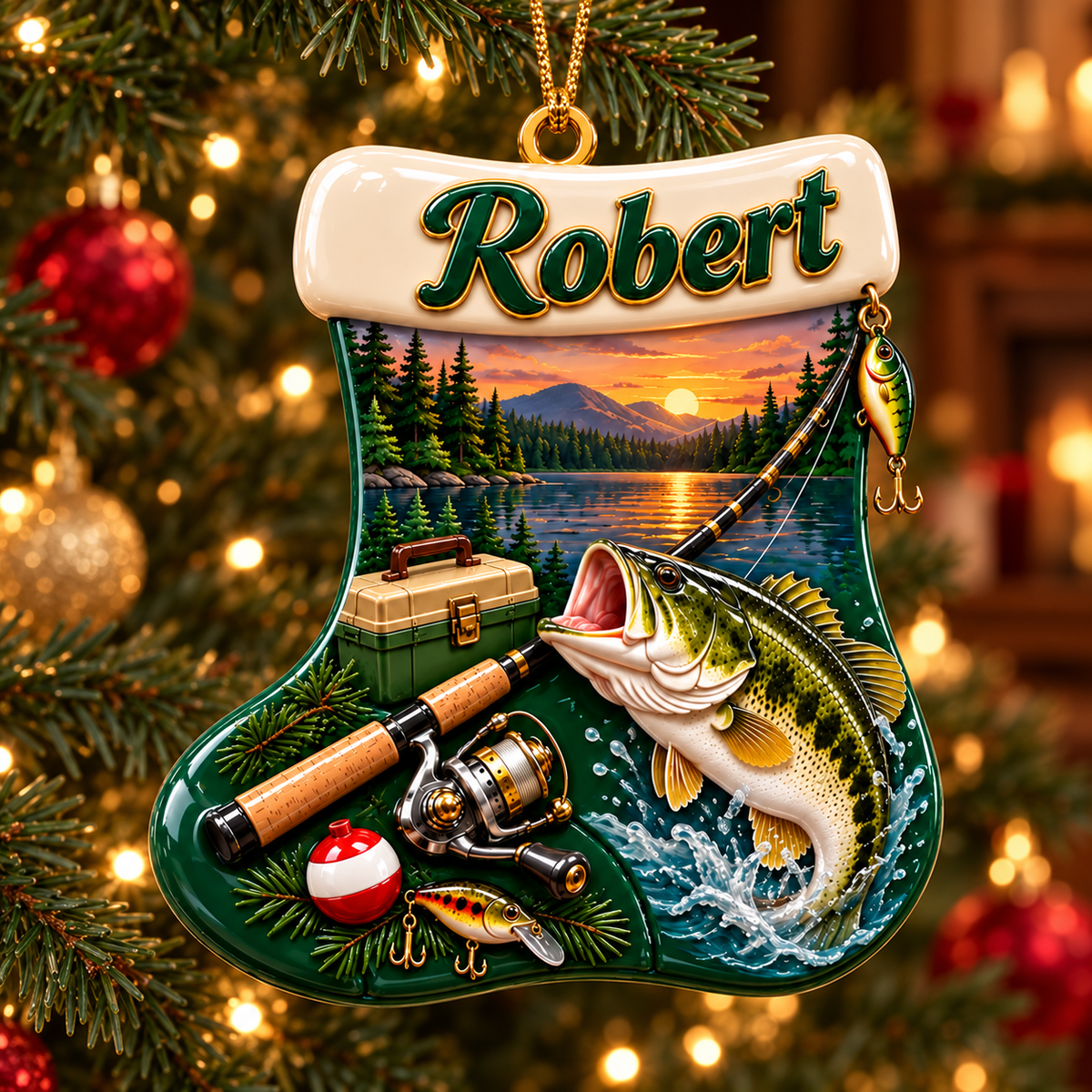 Personalized Name Fishing Wader Ornament, Christmas Gift for Fisherman