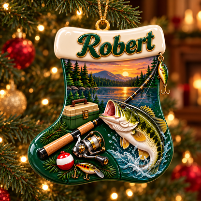 Personalized Name Fishing Wader Ornament, Christmas Gift for Fisherman