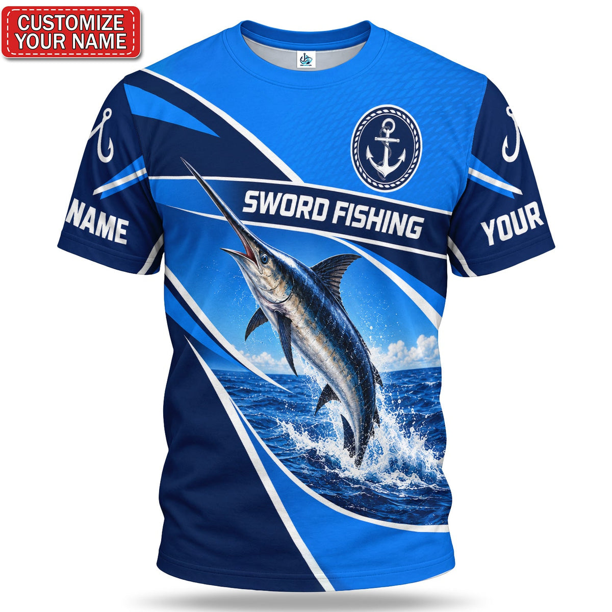Personalized Swordfish Fishing Graphic T-Shirt