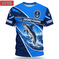 Personalized Swordfish Fishing Graphic T-Shirt