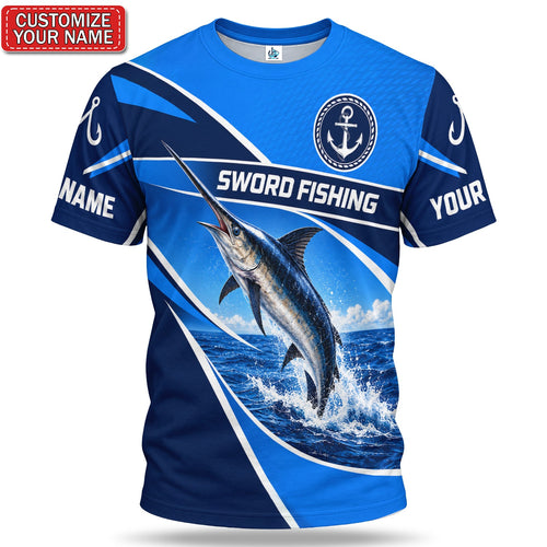Personalized Swordfish Fishing Graphic T-Shirt