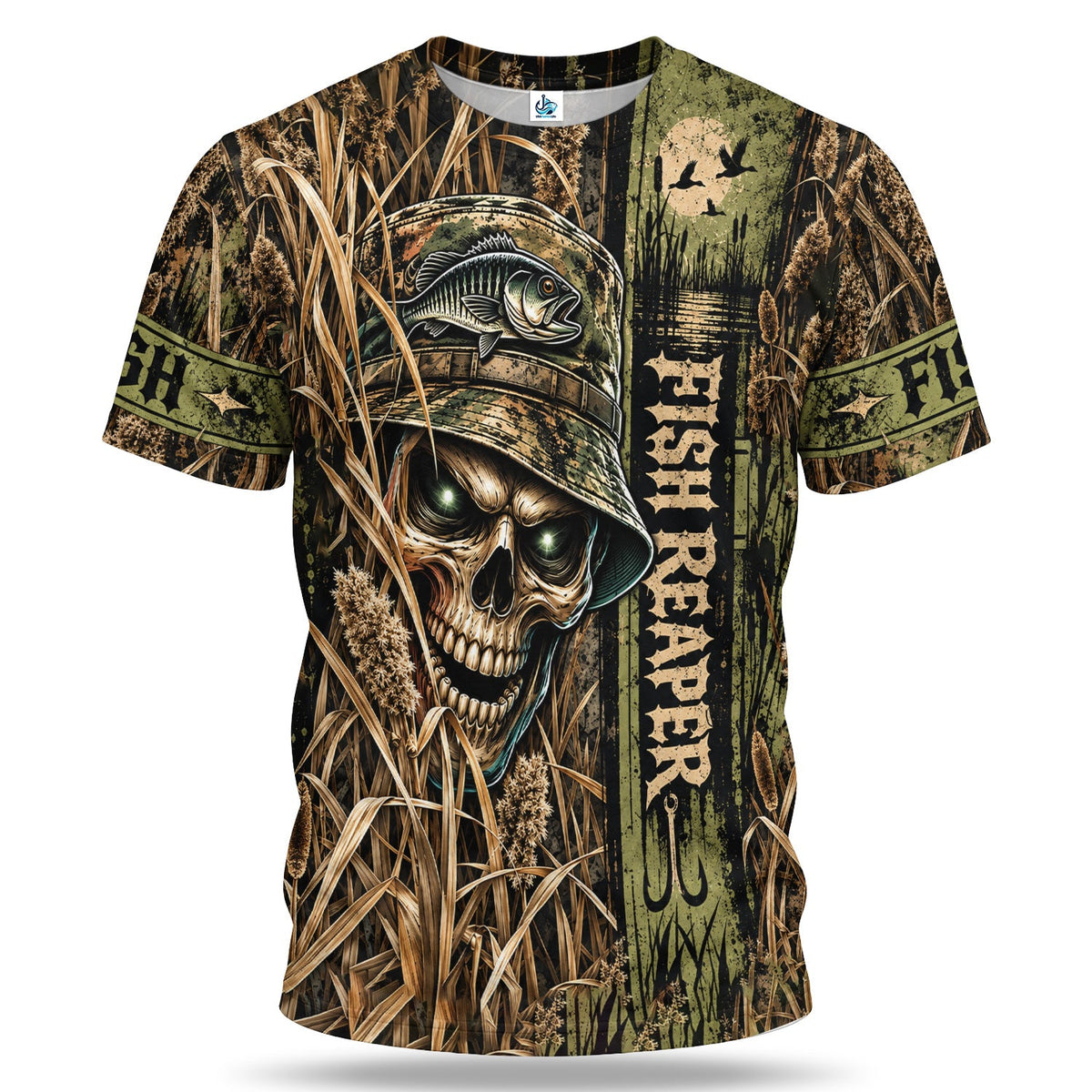 Personalized Skeleton Fish Reaper Fishing Graphic T-Shirt