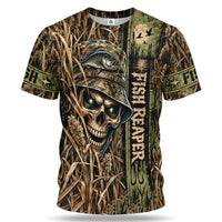 Personalized Skeleton Fish Reaper Fishing Graphic T-Shirt