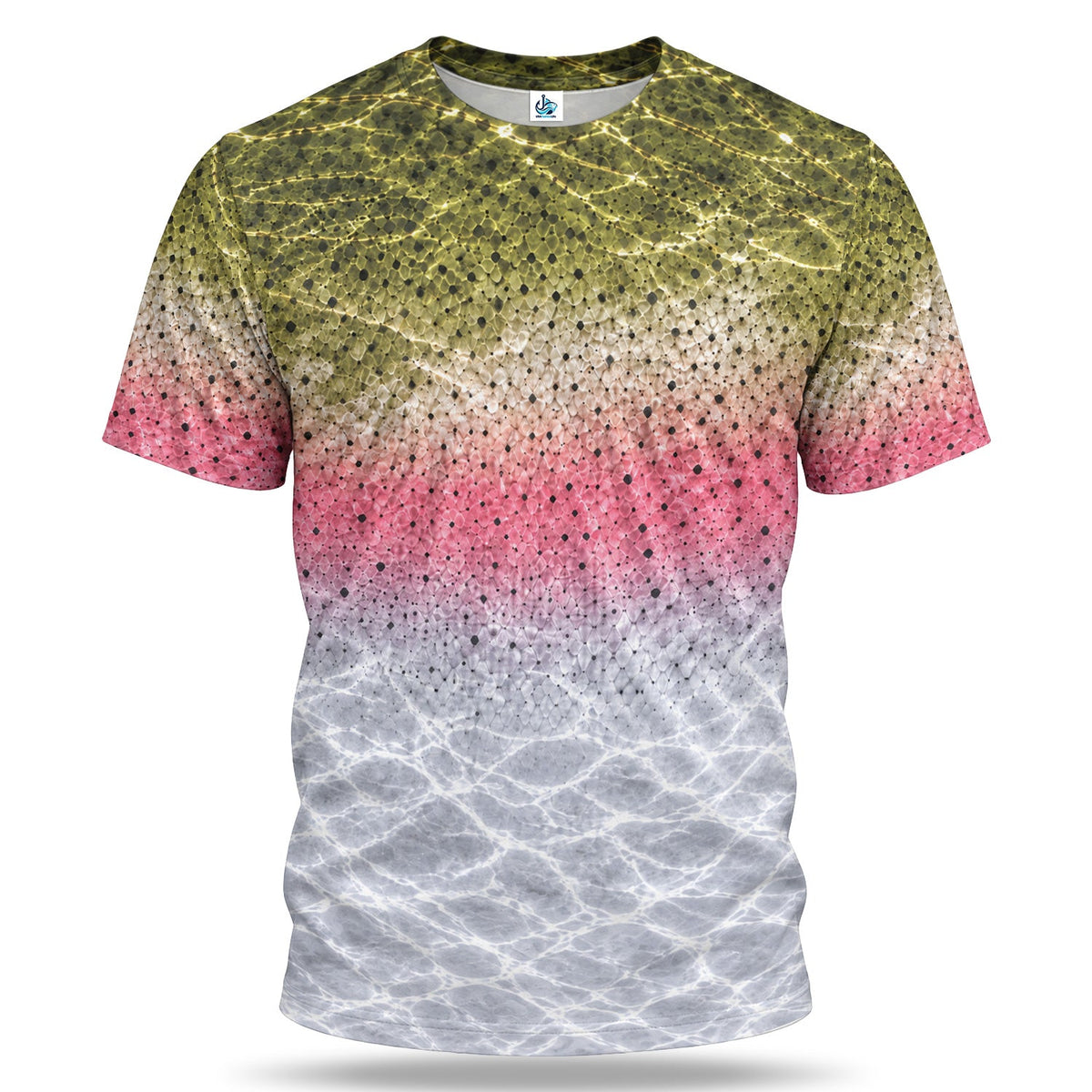 Rainbow Fish Scale and Water Fishing Graphic T-Shirt