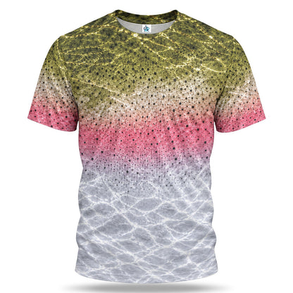 Rainbow Fish Scale and Water Fishing Graphic T-Shirt