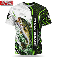 Personalized Largemouth Bass Fishing Graphic T-Shirt