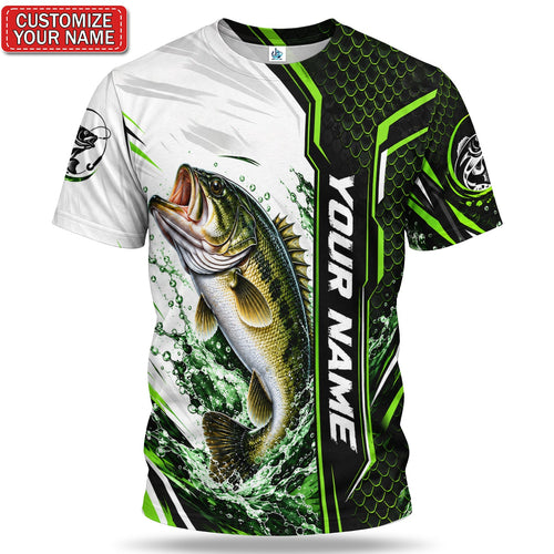 Personalized Largemouth Bass Fishing Graphic T-Shirt