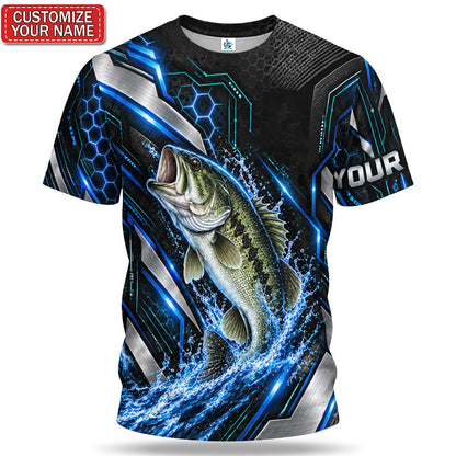 Personalized Largemouth Bass Fishing Graphic T-Shirt