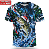 Personalized Christmas Bass Fishing Graphic T-Shirt
