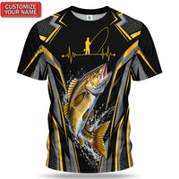 Personalized Fish and Fishing Rod Graphic T-Shirt