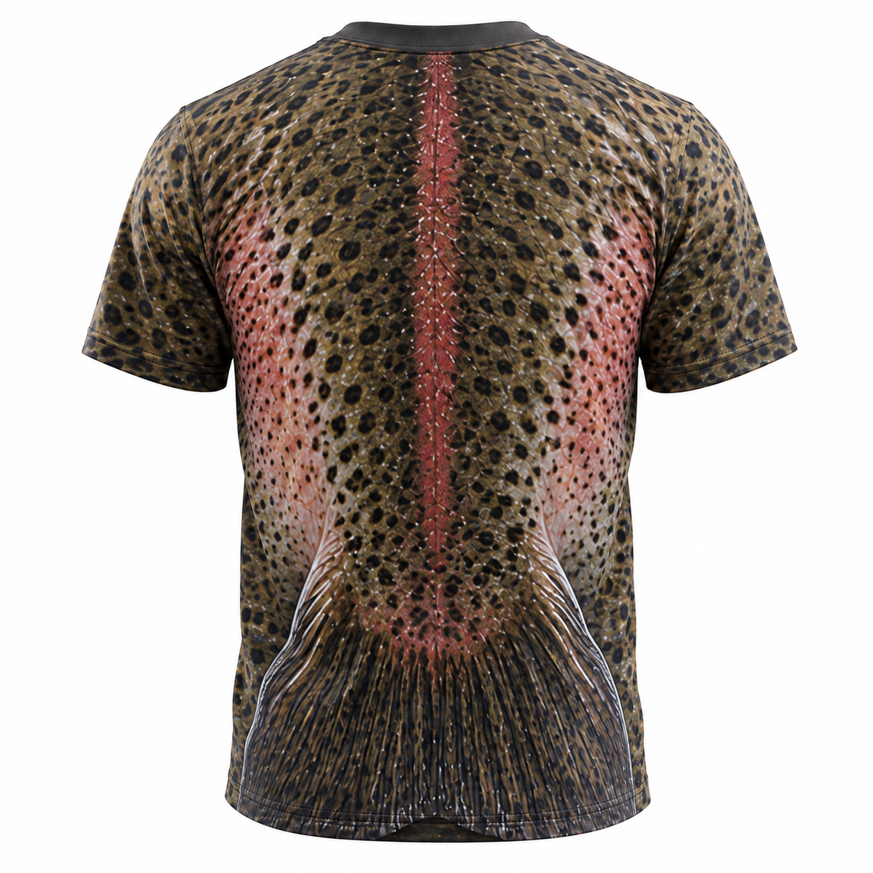 Funny 3D Trout T-Shirt, Realistic Fish Face All Over Print Shirt for Fishing Anglers