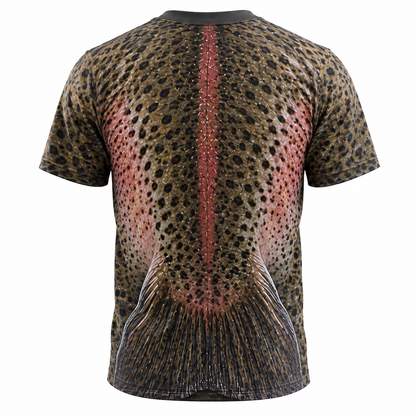 Funny 3D Trout T-Shirt, Realistic Fish Face All Over Print Shirt for Fishing Anglers