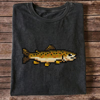 Pixel Art Trout Fishing T-Shirt Retro Fishing Tee