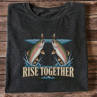 Rise Together Rainbow Trout Fly Fishing Graphic T-Shirt