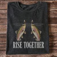 Rise Together Twin Trout and Mayfly Fishing Graphic T-Shirt