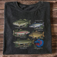 Bass Trout Catfish Carp Pike and Betta Freshwater Fish Graphic T-Shirt