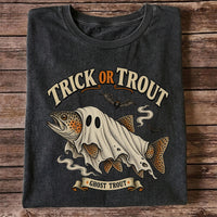 Trick or Trout Ghost Trout Halloween Fishing T-Shirt