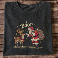 Santa and Reindeer Fishing Christmas Graphic T-Shirt