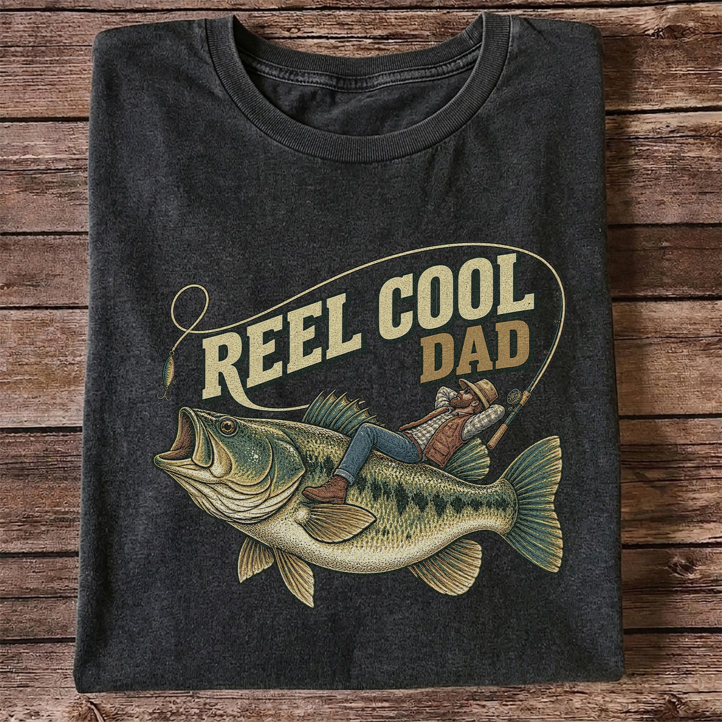 Reel Cool Dad Bass Fishing Father's Day T-Shirt