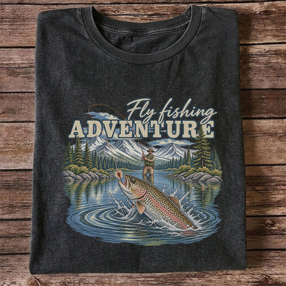 Fly Fishing Adventure Trout Mountain Lake Graphic T-Shirt