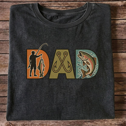 DAD Rainbow Trout and Fishing Hooks Vintage Graphic T-Shirt