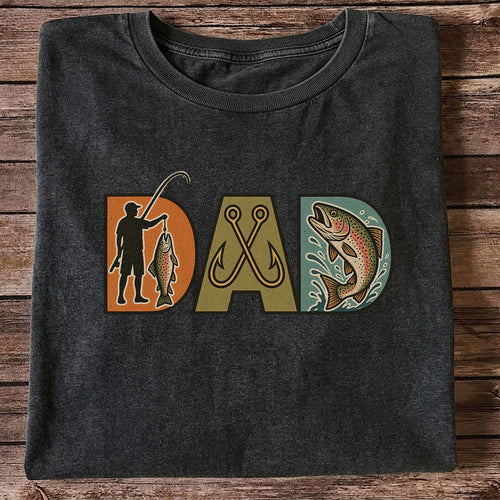 DAD Rainbow Trout and Fishing Hooks Vintage Graphic T-Shirt