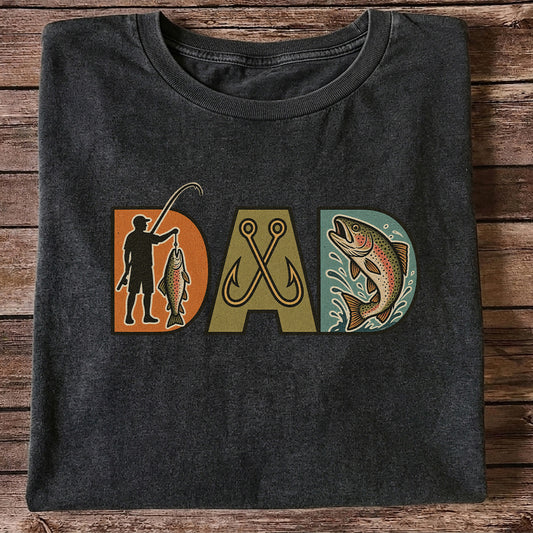 DAD Rainbow Trout and Fishing Hooks Vintage Graphic T-Shirt