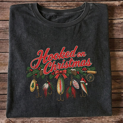 Hooked on Christmas Fishing Lure Ornaments Graphic T-Shirt