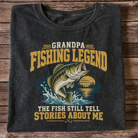 Grandpa Fishing Legend Jumping Bass Vintage Fishing T-Shirt