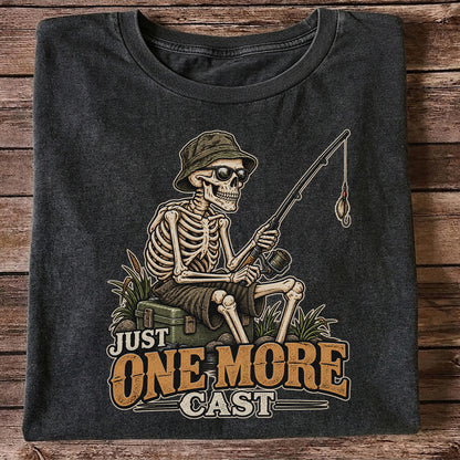 Just One More Cast Skeleton Angler Funny Fishing T-Shirt