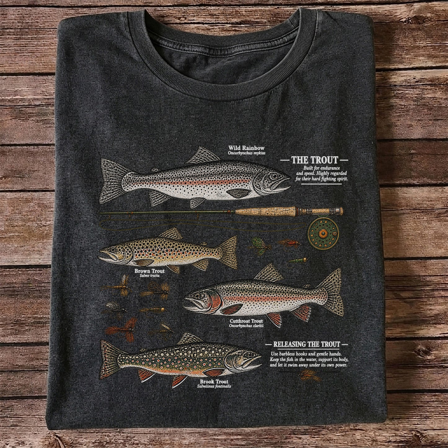 The Trout Species Chart Vintage Fly Fishing Graphic T-Shirt