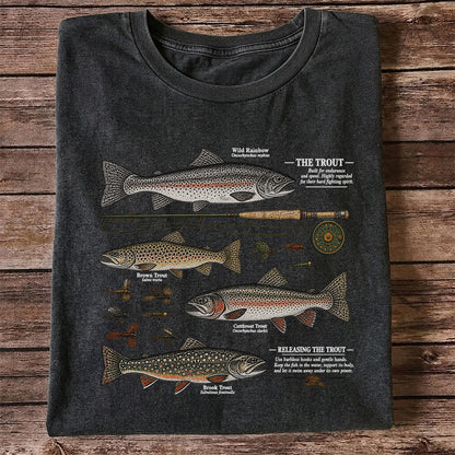 The Trout Species Chart Vintage Fly Fishing Graphic T-Shirt