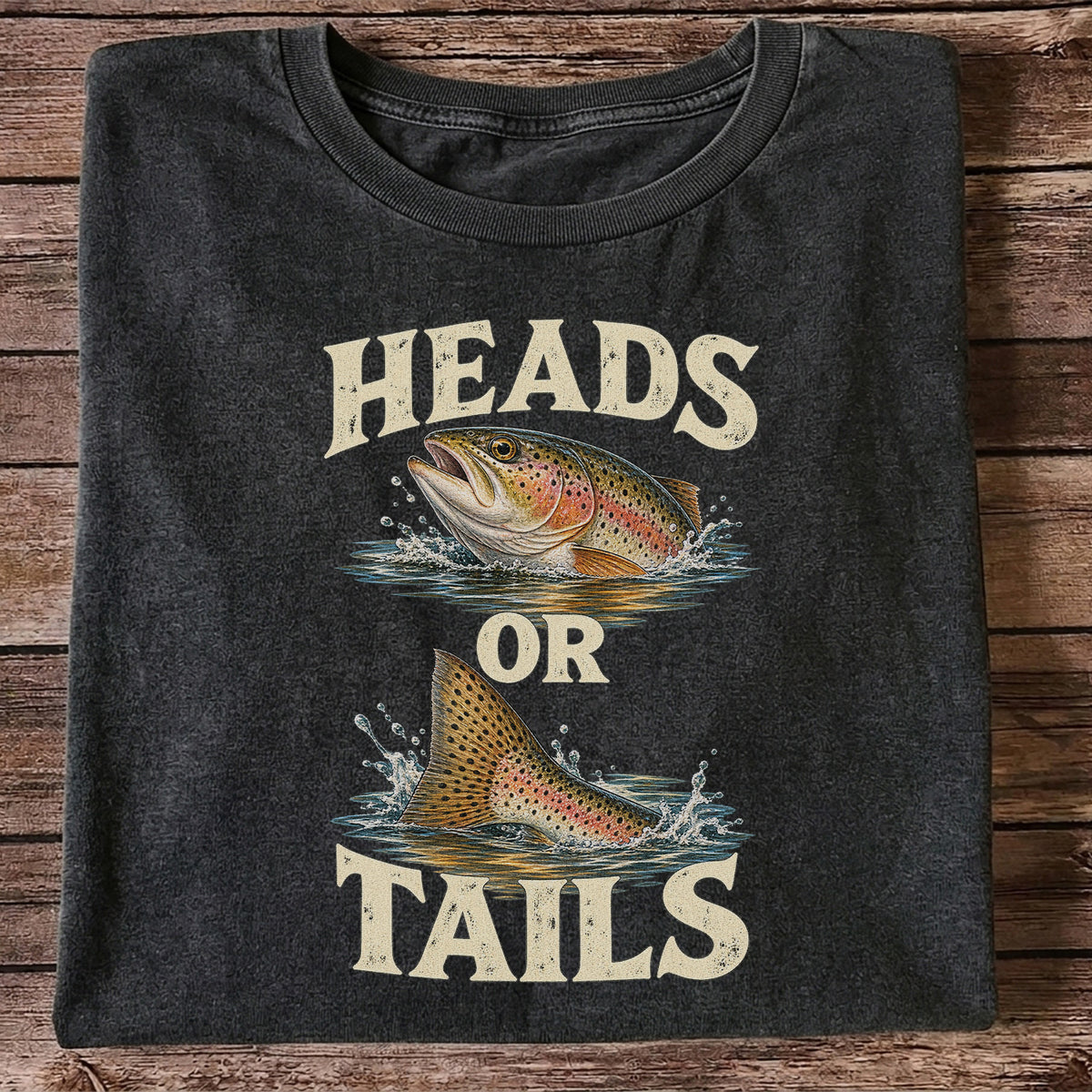 Rainbow Trout Heads or Tails Fishing Graphic T-Shirt