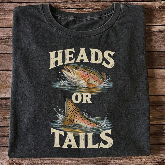 Rainbow Trout Heads or Tails Fishing Graphic T-Shirt
