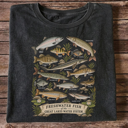 Freshwater Fish of the Great Lakes Water System Graphic T-Shirt