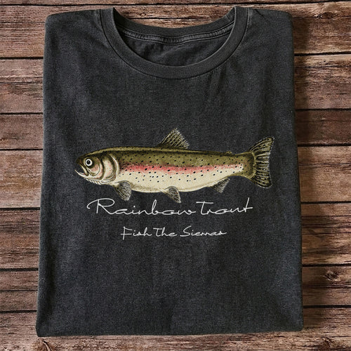 Rainbow Trout T-Shirt Fish The Sierras Fly Fishing Vintage Angler Tee