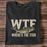 WTF Where’s the Fish Funny Fishing Graphic T-Shirt