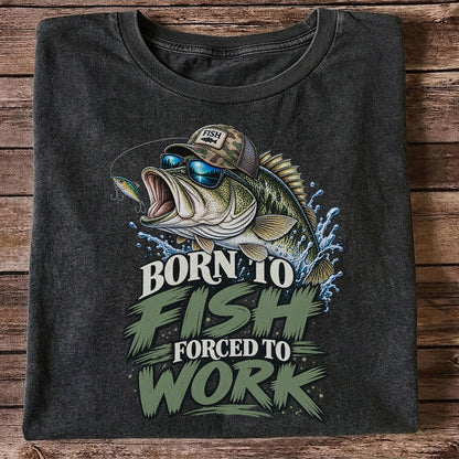 Born to Fish Forced to Work Bass Graphic T-Shirt