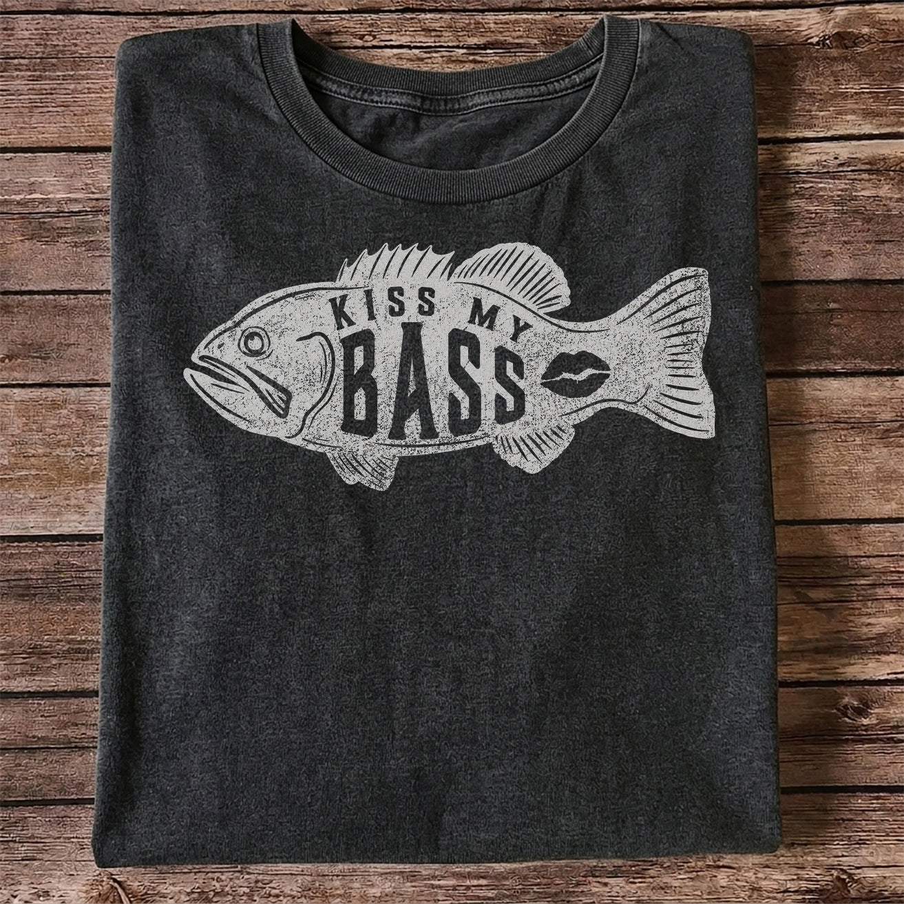 Kiss My Bass Funny Bass Fishing T Shirt for Men