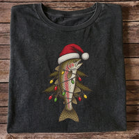 Christmas Trout Tree Fishing Graphic T-Shirt