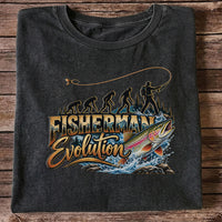 Fisherman Evolution Rainbow Trout Fly Fishing Graphic T-Shirt