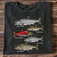 King Pink Sockeye Coho and Chum Salmon Fishing Graphic T-Shirt