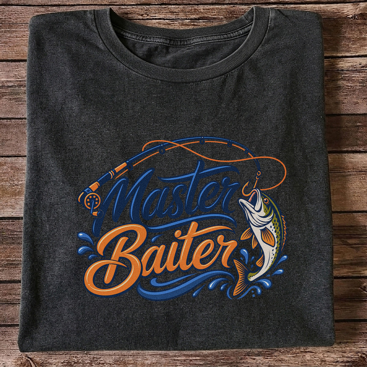 Master Baiter Funny Fishing Rod and Jumping Fish T-Shirt