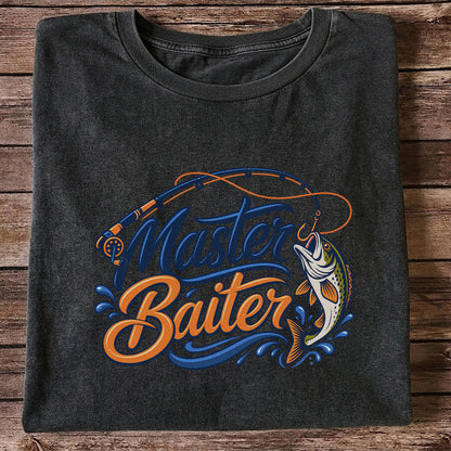 Master Baiter Funny Fishing Rod and Jumping Fish T-Shirt