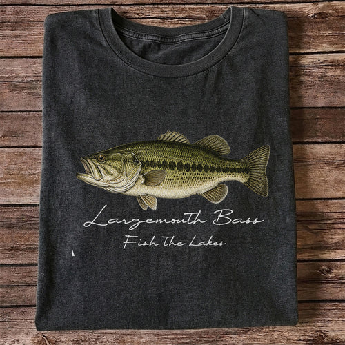 Largemouth Bass Fishing T-Shirt Fish The Lakes Vintage Bass Angler Tee
