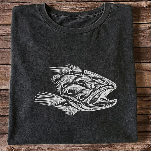 Fly Fishing Fish Design Graphic T-Shirt