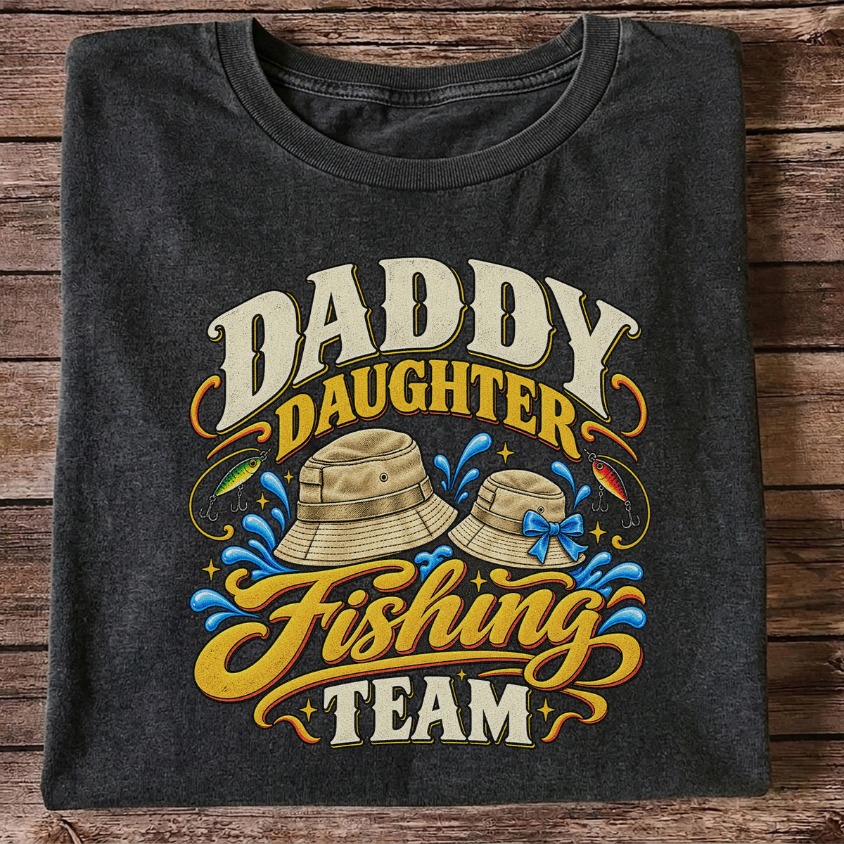 Dad Daughter Fishing Team Family Fishing Graphic T-Shirt